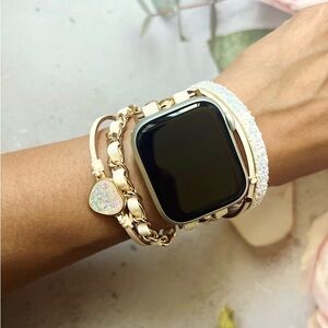 Heart Stone White Glittery Watch Band (watch not included)